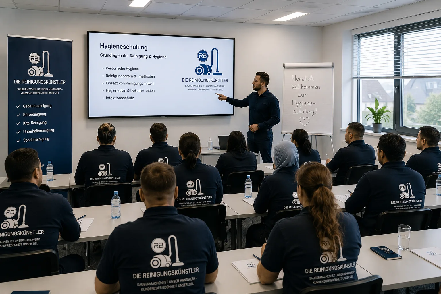 Unser Team wird regelmäßig geschult, um moderne Reinigungsstandards und sensible Hygienepläne perfekt umzusetzen.
